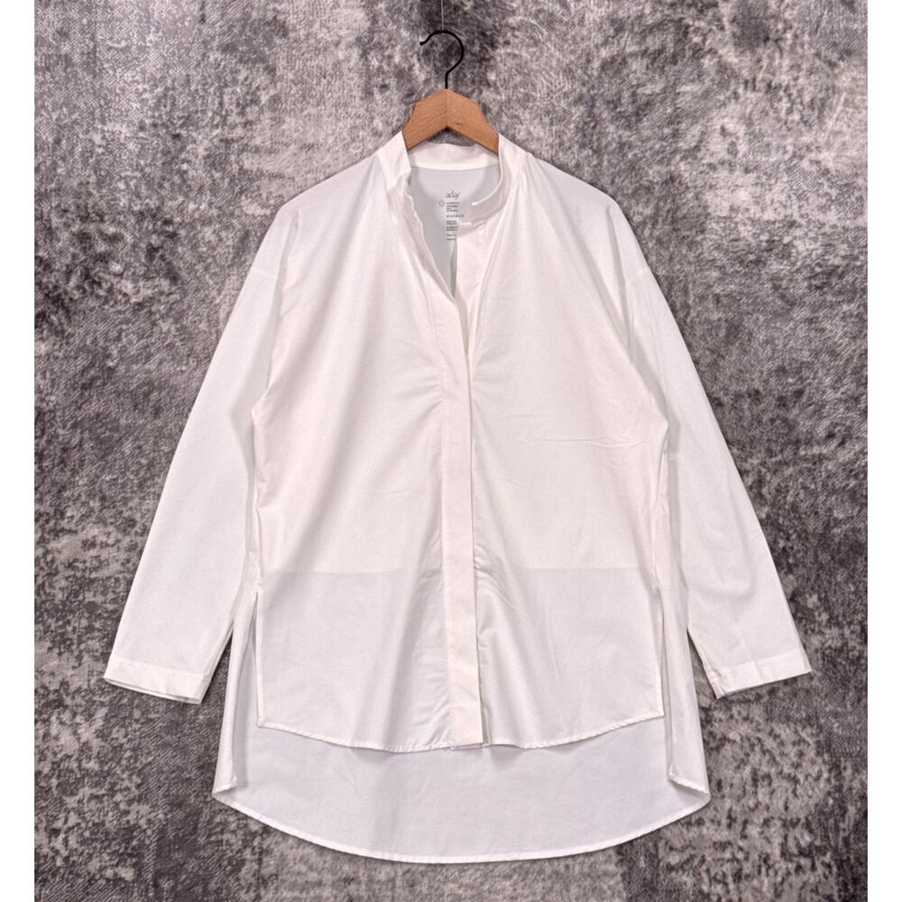 ADAY Something Borrowed Shirt Large Womens White Button Down Recent Model